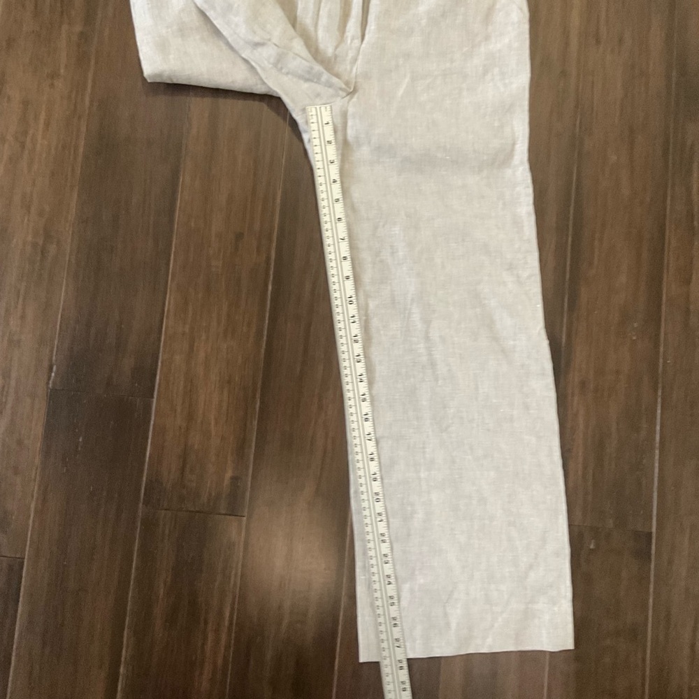 Boden Petite Eldon 100% Linen Wide Leg Trousers In Squirrel Grey Size 4P - Picture 6 of 7
